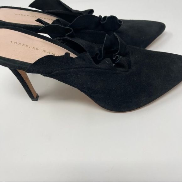 Loeffler Randall Langley Ruffle Mule Black Suede - Picture 6 of 9